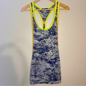 ANDREW CHRISTIAN blue Muscle Tank with Neon Green & Orange Trim